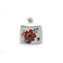 Floral Pattern Sugar Jar, Decorative Flower Candy Container, Elegant Ceramic Sugar Storage